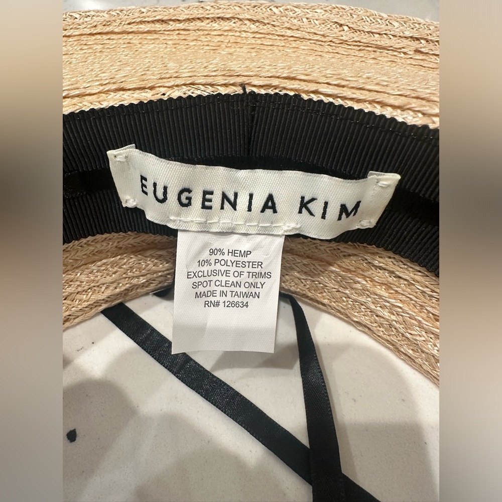 Eugenia Kim hat new no tags: Lettie grosgrain trimmed hemp blend visor - Picture 4 of 14